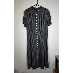 Vintage Sophia Rose Collared Button Down Checkered Dress Modest Size 14